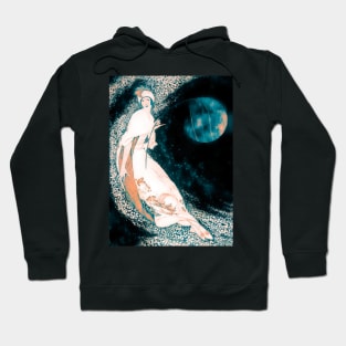 Woman and the Teal Moon Hoodie